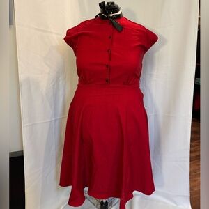 Stop Staring Red Midi Dress with Black Accents